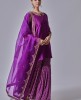 Cotton Silk Purple Embroidered Sharara Suit
